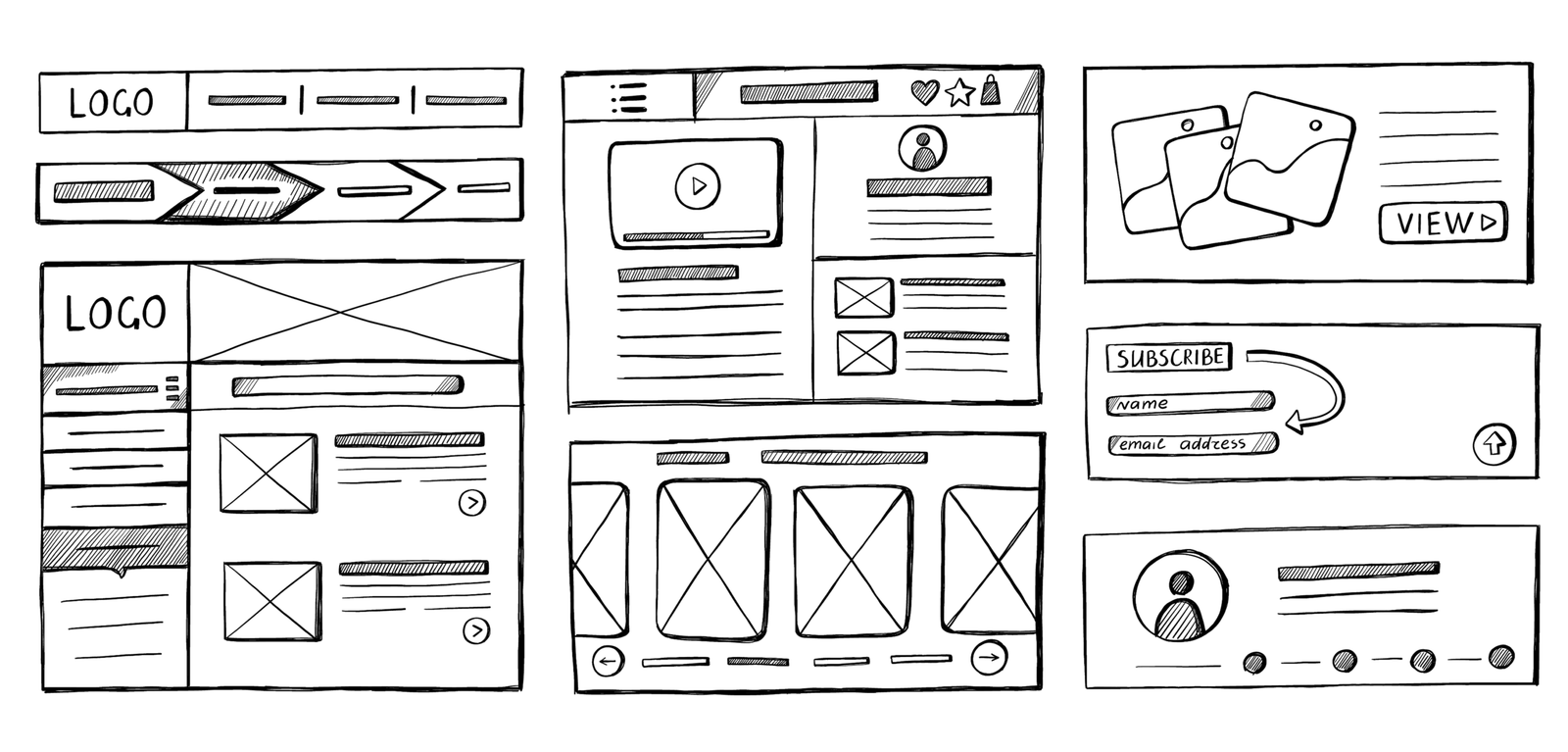 wireframe layouts scaled